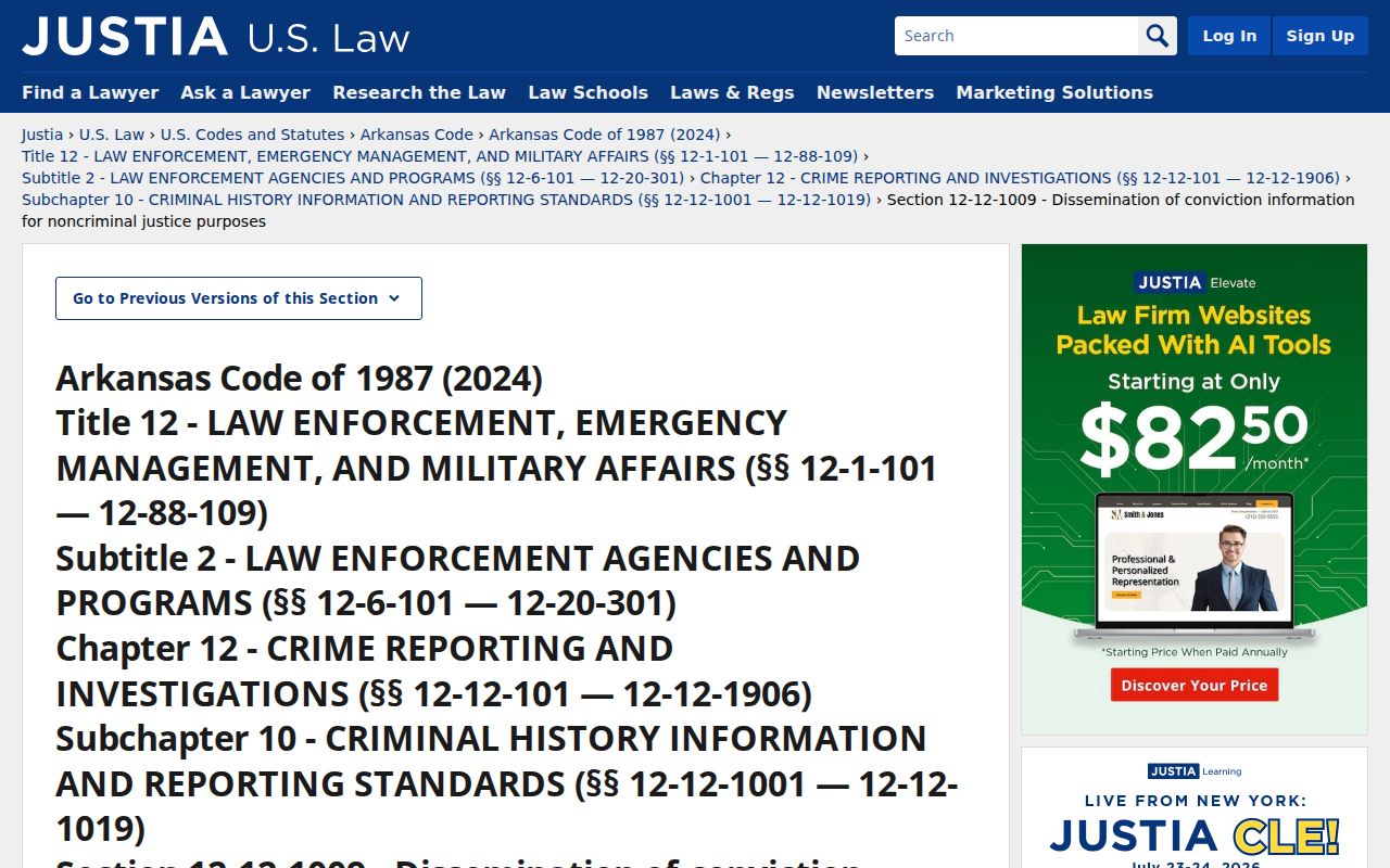 Crittenden County criminal court case access and Arkansas criminal history dissemination statute