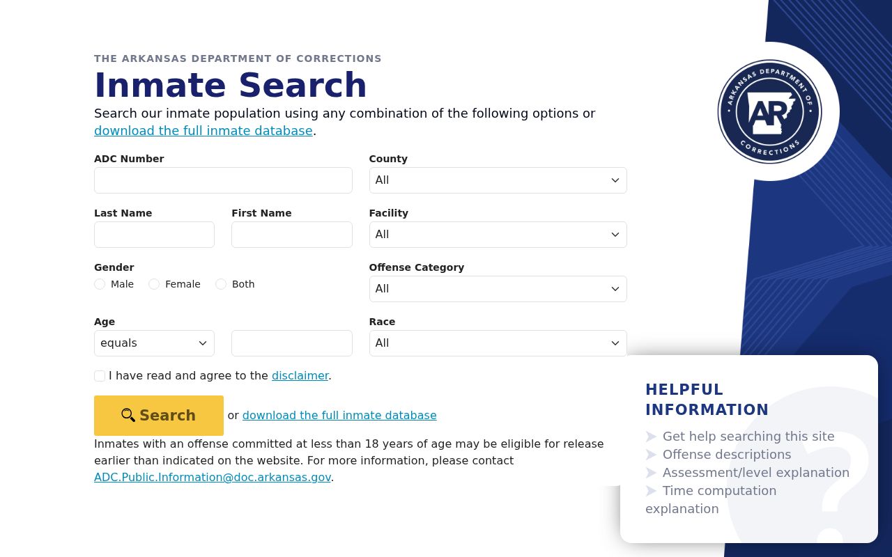 Crittenden County criminal records Arkansas Division of Correction inmate search