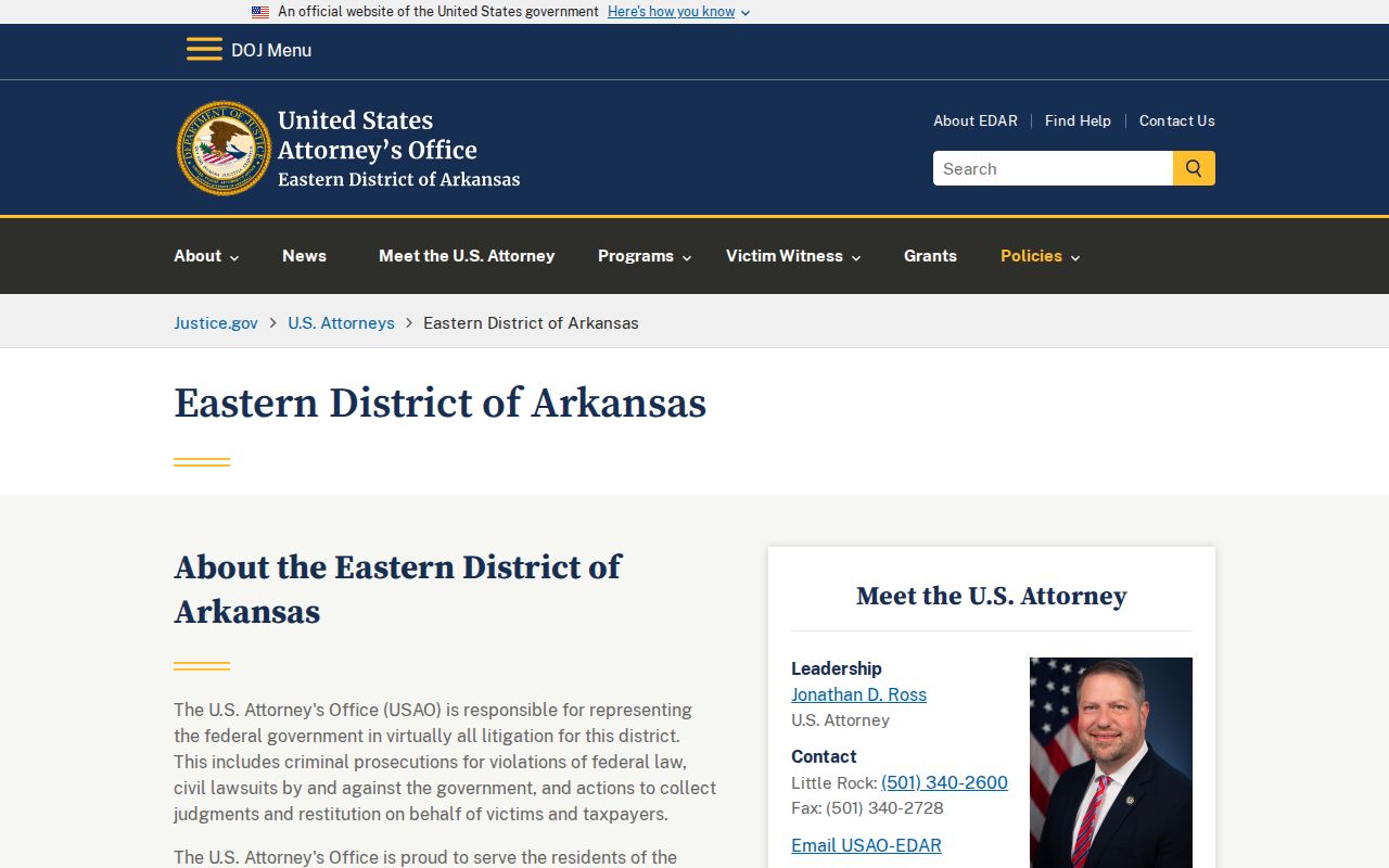 Crittenden County sex offender search federal Eastern District of Arkansas context